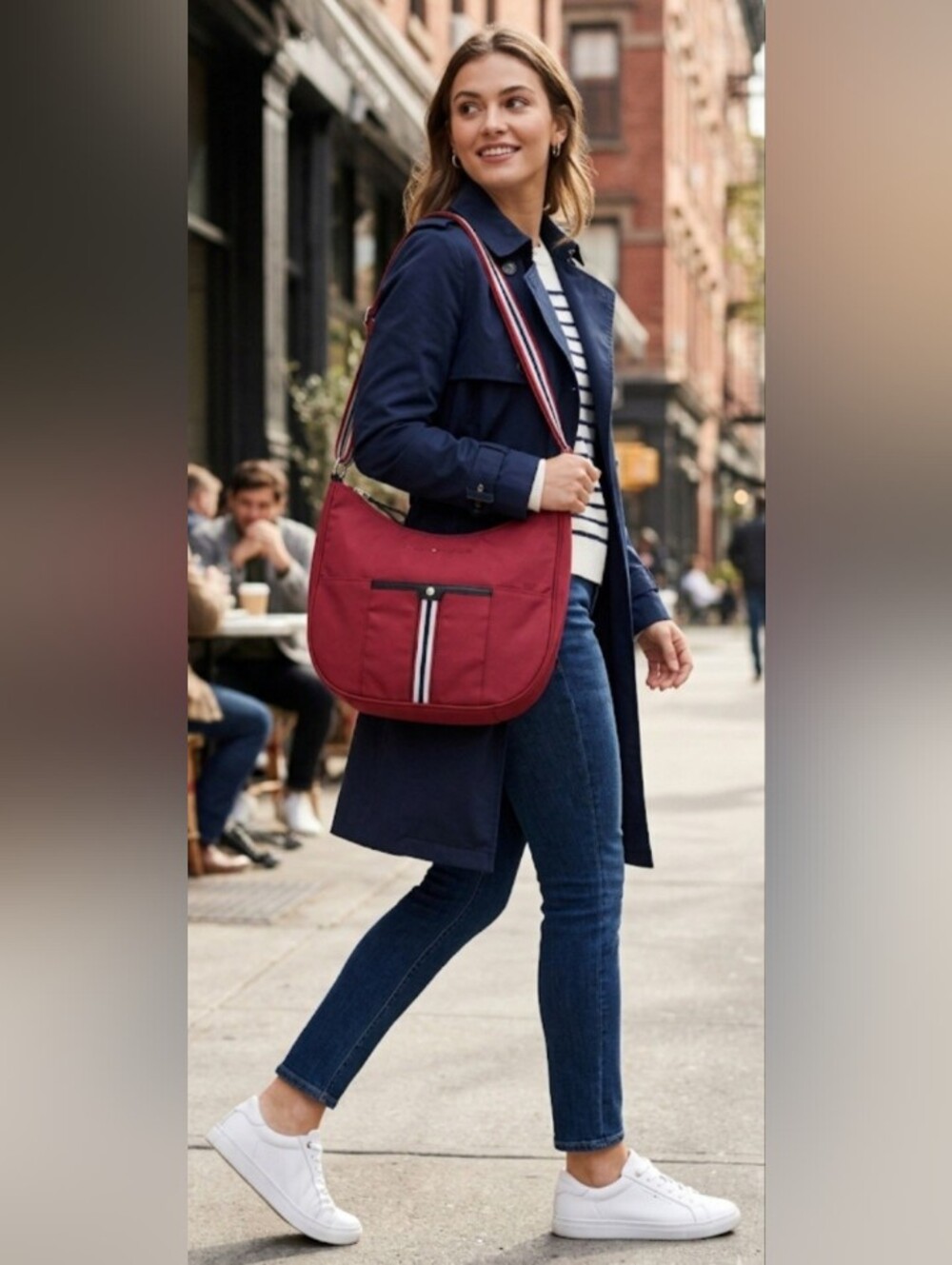 Like NEW! Tommy Hilfiger Red Nylon Bag with Sturdy Adjustable Strap!!!